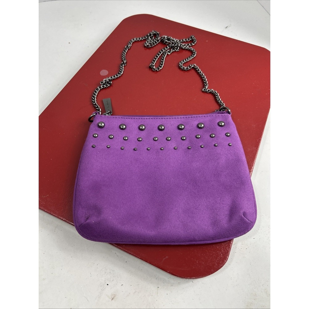 Christian Siriano Payless Purple Faux Leather Crossbody Bag‎ Chain Strap Studs